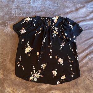 LC Lauren Conrad Black Floral Blouse